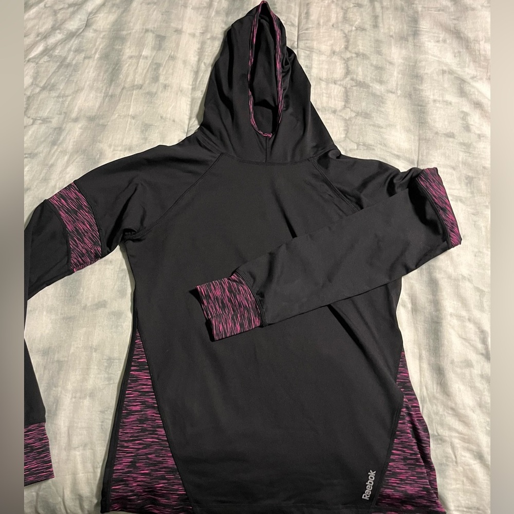 Black & Pink Reebok Long Sleeve Spandex top, size Medium